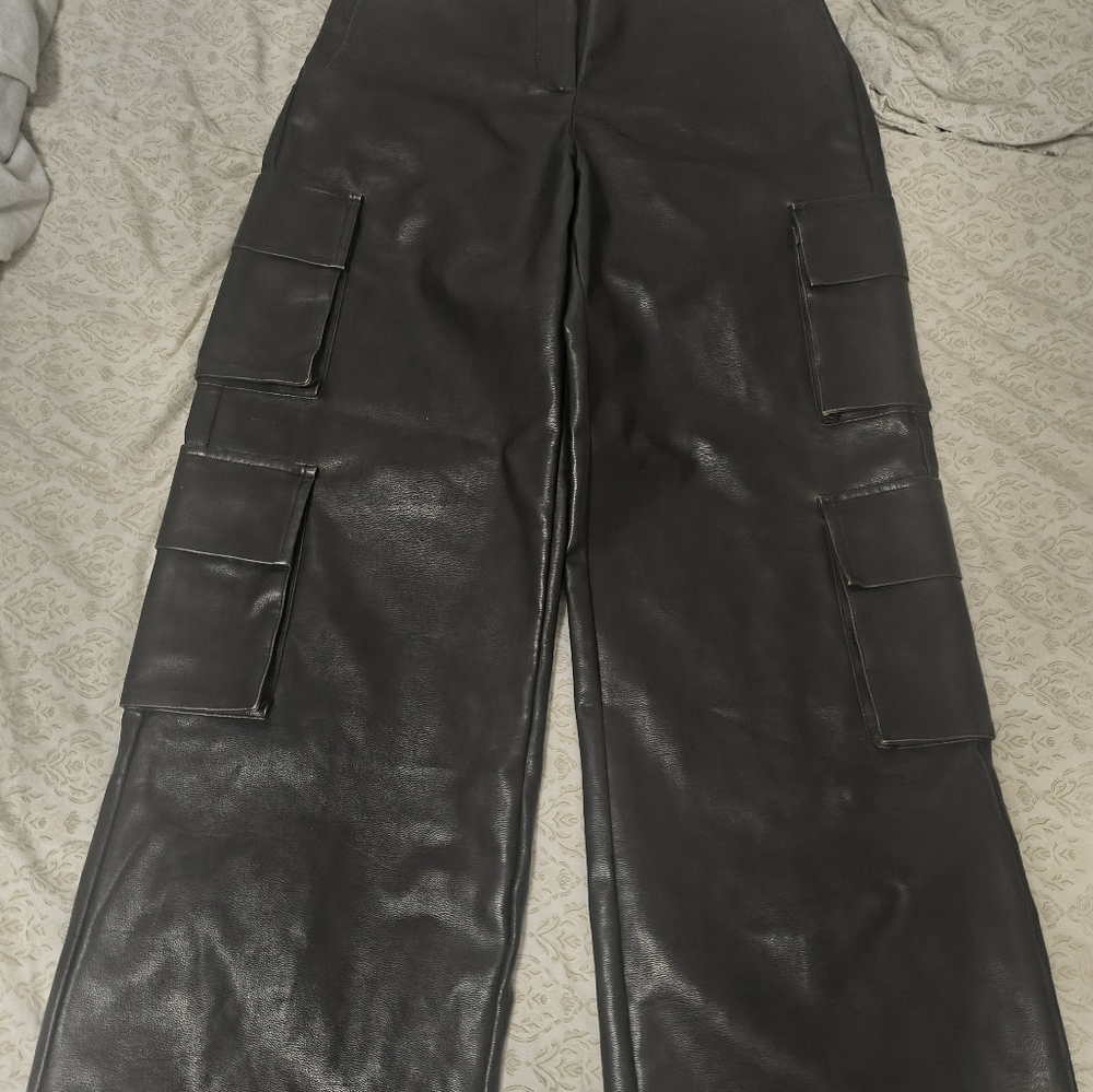 Pookie & Sebastian leather brown wide leg pants Small "nwt" Gorgeous Wide Leg